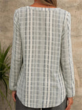 Spring Casual Vertical Stripe V Neck Long Sleeve Loose Female Shirts