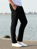 Basic Casual Linen Cotton Drawstring Trousers