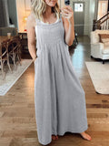 Women's Casual Cotton Linen Wide Leg Holiday Jumpsuits