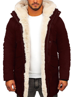Men's Casual Hooded Zip Up Thicken Warm Plush Coats