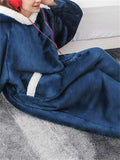 Unisex Super Warm Fleece Pullover Hoodie Blanket Sweatshirt With Large Front Pockets