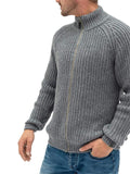 Solid Color Zipper Turtleneck Knitted Cardigan Sweater