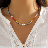 Splice Artificial Pearl Classic Knit Beading Collarbone Necklace