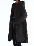 Fashion Hooded Solid Color Thermal Loose Buttons Long Coat