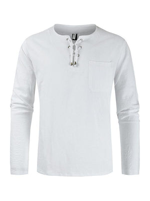Casual Comfort Loose Solid Color Linen Spring Autumn Hipster Long T-Shirts