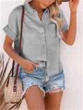 Women's Cotton Linen Short Sleeve Blouse