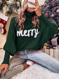 Women's Cute Comfort Bat Sleeve High Neck Christmas Sweaters