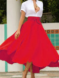 Elegant Women's High Waist Tie Front Maxi Skirt