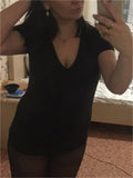 Sexy Scoop Neck Solid Color Short-Sleeved Slim-Fit T-Shirt