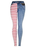 Women's Fashion Contrast Color Slim Fit Denim Jeans