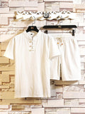 Mens Linen Short Sets T-shirt + Pants