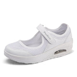 Rocker Bottom Velcro Mesh Flat Shoes