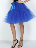 Graceful Simple Style One Size Solid Color Tulle Skirts For Women