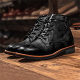 Men's Retro Round Toe Lace Up Martin Boots