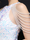 Graceful Shiny Sequins Slim Halter-Neck Sleeveless Party Dresses