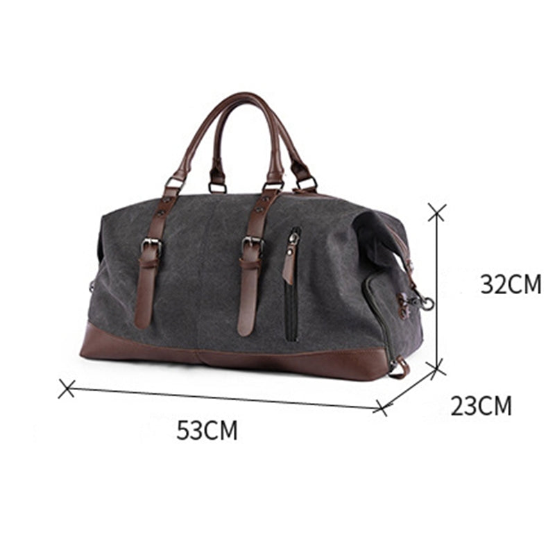 Men's Grey Retro Canvas Removable Travel Handbags