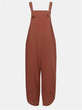 Plus Size Cotton Linen Dungarees Jumpsuits