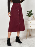 Female Autumn Winter Corduroy Single Breasted Skirts