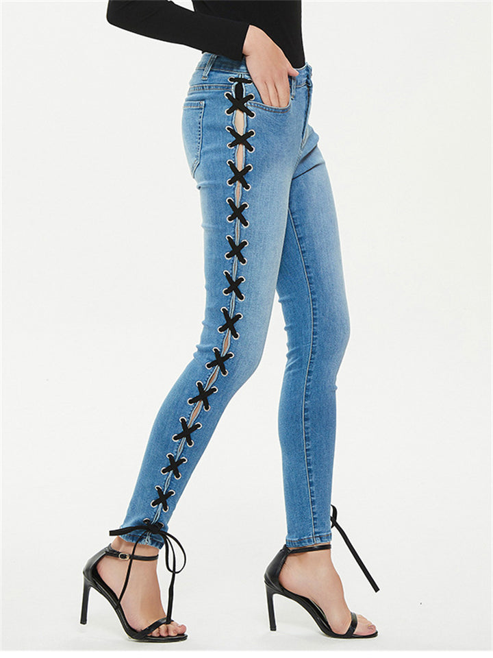 Women's Sexy Slim Fit Bowknot Denim Jeans