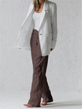 Minimalist Style High-Rise Side Tie Up Pocket Cotton Linen Pants