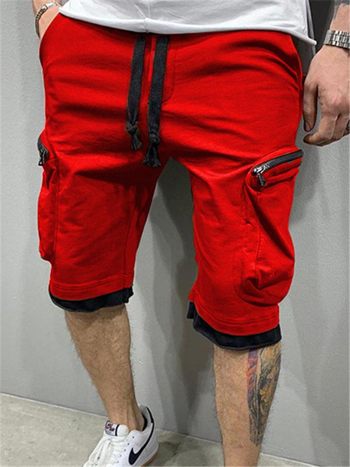Mens Gym Comfy Patchwork Knee Shorts With Pockets