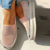 Cute Rhinestone Slip On Glitter Loafers for Women