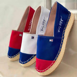 Casual Breathable Contrasting Low-Cut Flat Heel Canvas Loafers