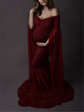 Gorgeous Sweetheart Neckline Off Shoulder Front Ruched Chiffon Mermaid Maternity Gown