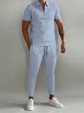 Spring Summer Lapel Short Sleeve Sports Sets for Men