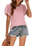 Ladies Summer Loose Ruffle Sleeve T-shirts