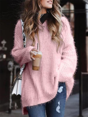 Women Winter Casual Solid Color Knitting Sweater