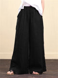 Summer Breathable Cotton Linen Ultra Light Wide Leg Pants for Women