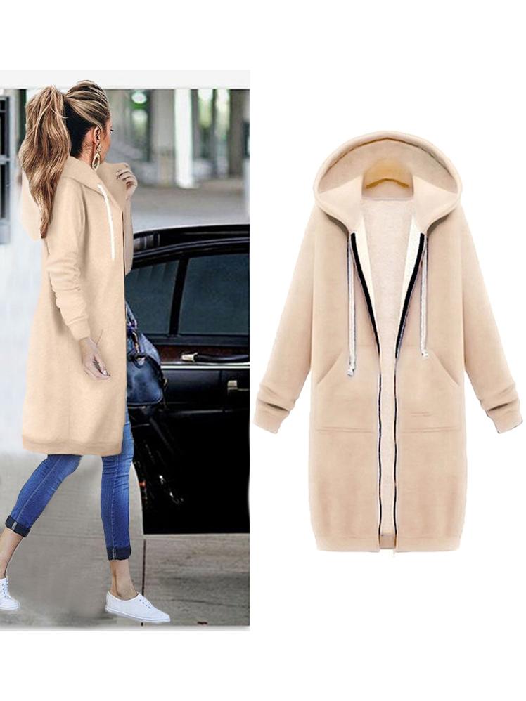 Cute Zip Up Long Hooded Jackets for Women
