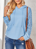 Female Trendy Lace Raglan Sleeve Splicing Pullover Hoodies