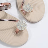 Super Cute Toe Ring Flat Heel Rhinestone Beach Sandals