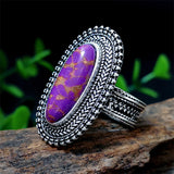 Female Seductive Oval Lace Amethyst Silver Rings