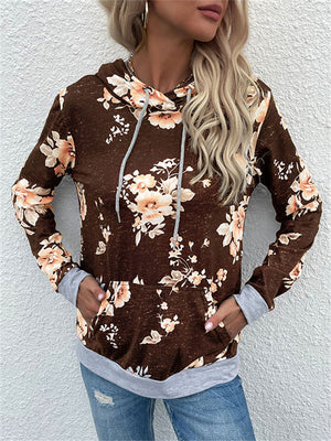 Women's Casual Comfort Floral Print Long Sleeve Hoodies