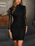 Sexy Black Metallic Sheath Dress for Women