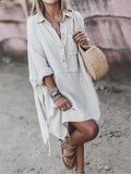 Relaxed Fit Chest Pocket Button Up Lapel Collar Mini Shirt Dress