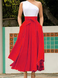 Elegant Women's High Waist Tie Front Maxi Skirt