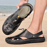 Casual Large Size Beach Soft Leather Sandals for Men