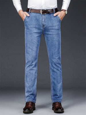 Men's Cozy Breathable Business Blue Jeans