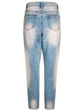 Youth Campus Casual Style Harem Pants Washed Effect Denim Jeans for Women