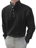 Men's Trendy Stand Collar Long Sleeve Pullover Office Wear Shirts