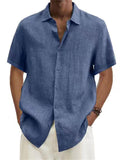 Short Sleeve Linen Beach Shirts for Men