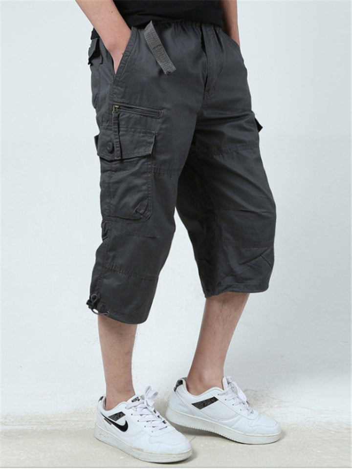 Men’s Casual Front Zip Fastening Multi-Pocket Lightweight Cargo Cropped Pants