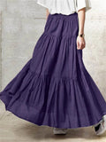 Women's Vintage Casual Elastic Waist Ruffle Long Skirts