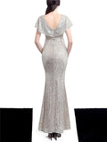 Shimmering Sequined Backless Maxi Dress for Evening