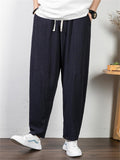 Retro Style Loose Cotton And Linen Casual Men's Plus Size Trousers