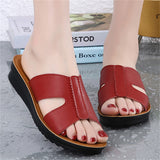 Summer Plus Size Soft Genuine Leather Women Sandy Beach Slippers